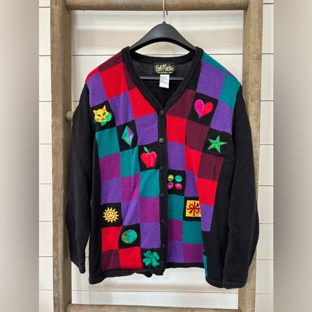 Vintage Bob Mackie colorful cardigan/sweater size small